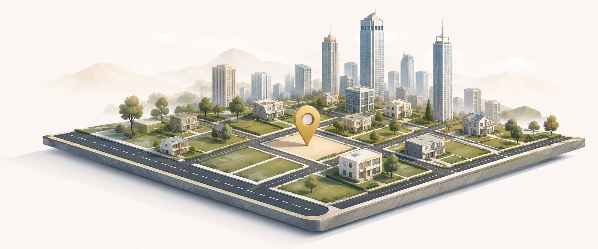 Isometric plot city illustration